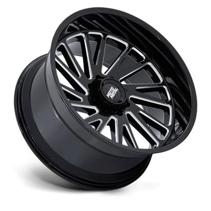 Moto Metal MO811 COMBAT Gloss Black Milled wheel showcasing rugged design and aggressive styling.