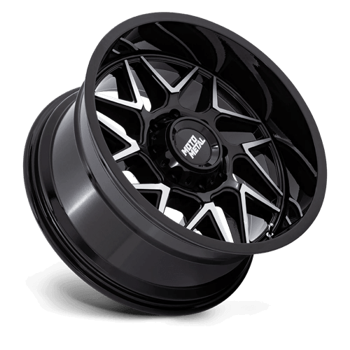 Moto Metal MO812 TURBINE Gloss Black W/ Machined Face wheel showcasing aggressive design and premium craftsmanship.