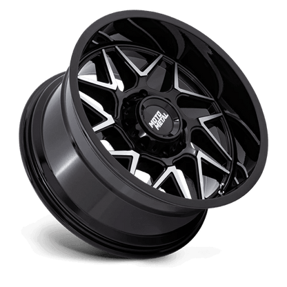 Moto Metal MO812 TURBINE Gloss Black W/ Machined Face wheel showcasing aggressive design and premium craftsmanship.