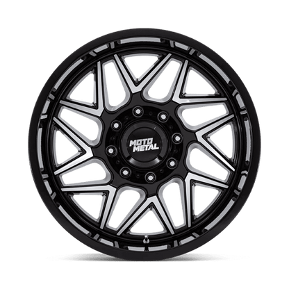 Moto Metal MO812 TURBINE Gloss Black W/ Machined Face off-road wheel showcasing unique design and robust features.