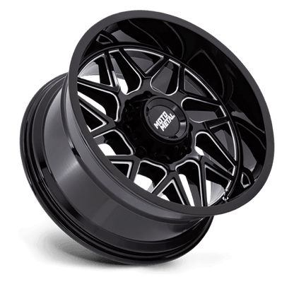 Moto Metal MO812 TURBINE Gloss Black Milled wheel featuring a sleek and aggressive design for off-road use.