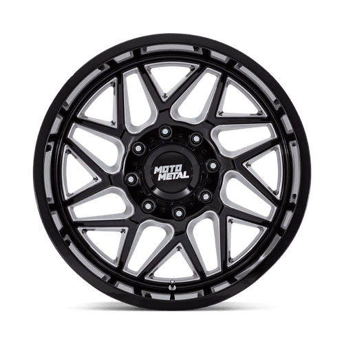 Moto Metal MO812 TURBINE Gloss Black Milled off-road wheel featuring a bold and aggressive design.
