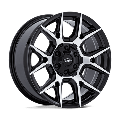 Moto Metal MO813 MASON Gloss Black W/ Machined Face wheel showcasing modern design and robust construction.
