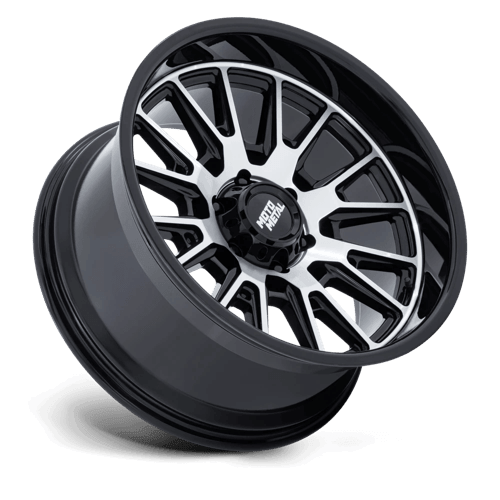 Moto Metal MO814 TEKTON Gloss Black W/ Machined Face wheel showcasing aggressive design and rugged durability.