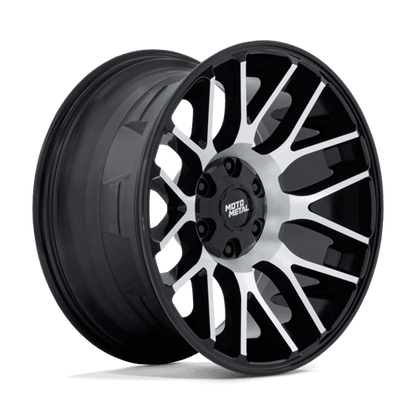 Moto Metal MO816 OVERLOOK Gloss Black W/ Machined Face wheel showcasing its sleek 8-spoke design and gloss finish.