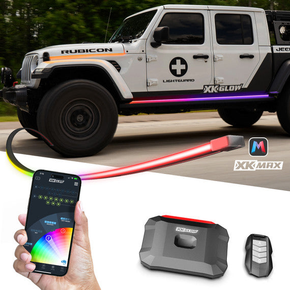 XKGLOW | XKmax RGB Addressable Accent Light Strip App Control Kit for Jeep 2x80in | MX-BG-JP-STA2