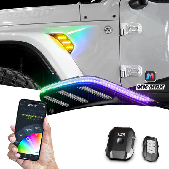XKGLOW | XKmax App Control JEEP Air Vent Light Light RGB + Amber Turn Signal & Running | MX-VENT-RGB-KIT