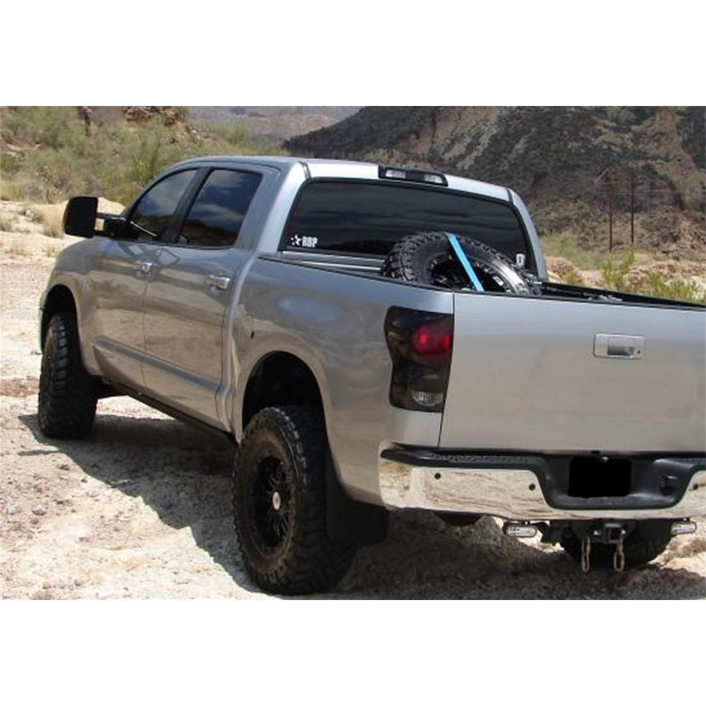 N-Fab | Gloss Black Bed Mounted Tire Carrier w/Black Strap | BM1TCBK