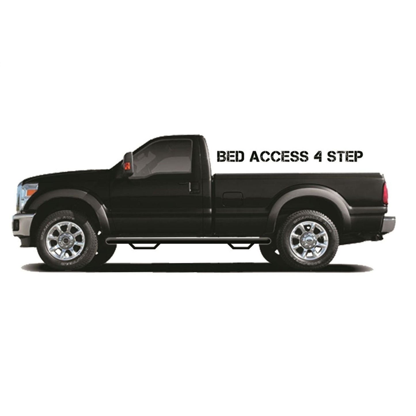 N-Fab | Nerf Step-W2W w/Bed Acs (2 Stps)-17-24 F250/350/450 8ft. Reg-Gloss Blk | F1777RC-4