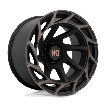 XD XD860 ONSLAUGHT Satin Black W/ Bronze Tint wheel showcasing rugged design and aggressive style for off-road performance.