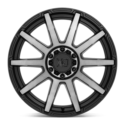 XD XD847 OUTBREAK Satin Black W/ Gray Tint wheel showcasing aggressive design for trucks and off-road vehicles.
