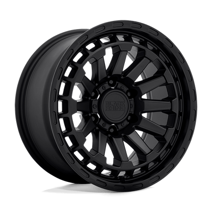 Black Rhino RAID Matte Black wheel featuring a rugged multi-spoke design and matte finish, ideal for off-road adventures.