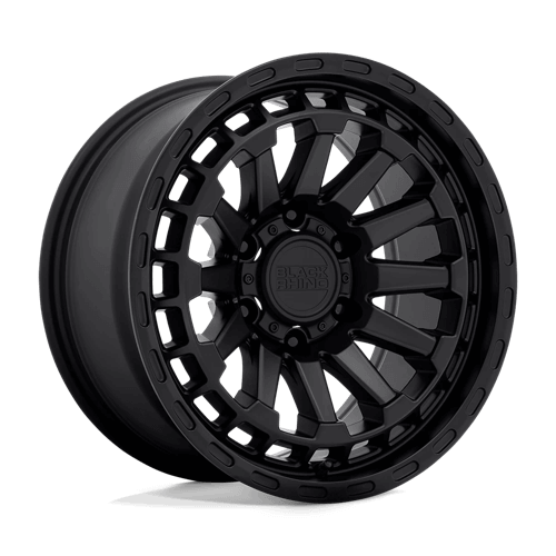 Black Rhino RAID Matte Black wheel showcasing a rugged design and concave multi-spoke structure.