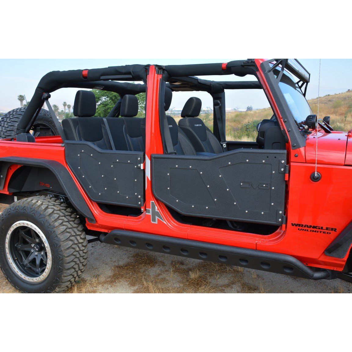 DV8 OFF-ROAD | 2007 2018 Jeep Wrangler JKU Rear Rock Doors  | RDSTTB-01R