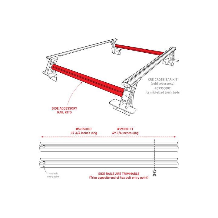 GO RHINO 5935010T RealTruck Go Rhino SIDE RAIL for XRS CROSS BARS