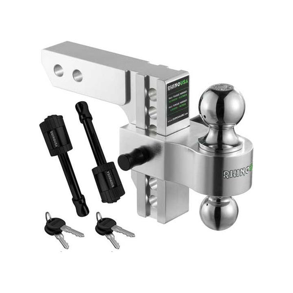 RHINO USA 6IN HEAVY DUTY DROP HITCH - 2IN SILVER RG-HTDROP2-SVR