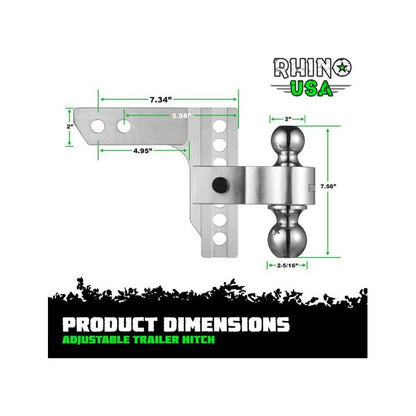 RHINO USA 6IN HEAVY DUTY DROP HITCH - 2IN SILVER RG-HTDROP2-SVR