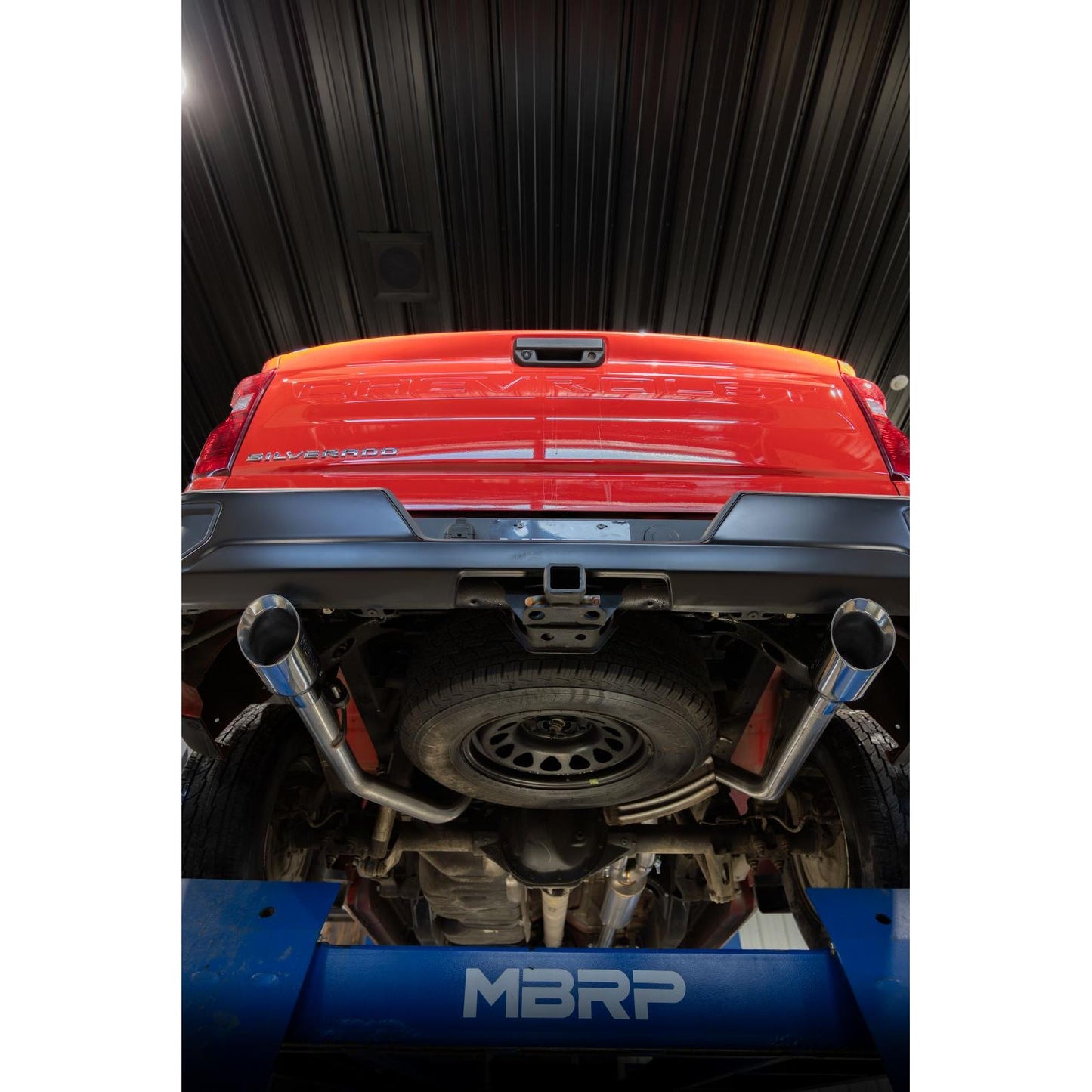 MBRP | 2019-Up Silverado/Sierra 1500 2.7L Armor BLK, Aluminized Steel 3 Inch Cat-Back, 2.5 Inch Dual Split Rear Exit  | S5021BLK