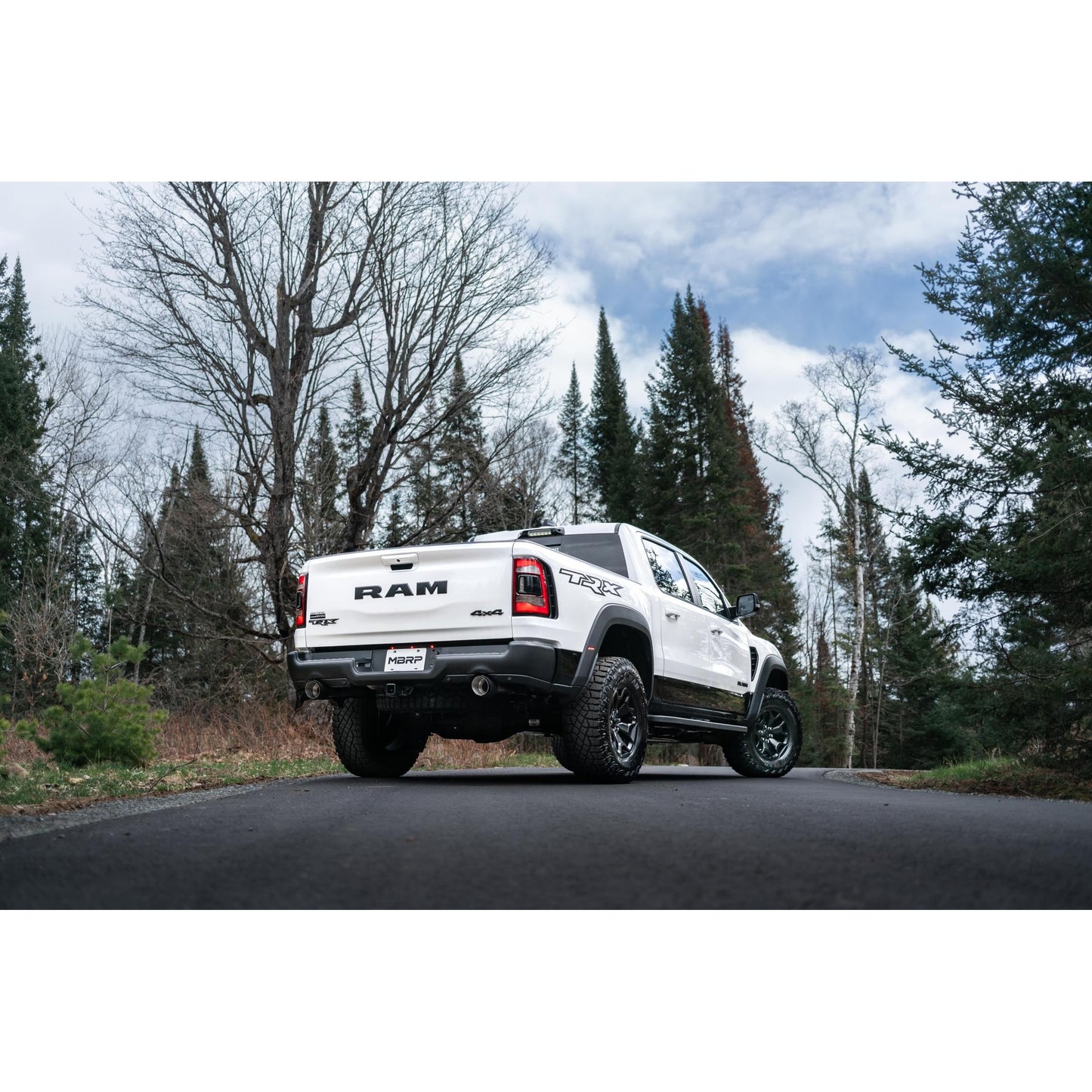 MBRP | 2021-24 RAM TRX T304 Stainless Steel 3 Inch Cat-Back Dual Split Rear with Carbon Fiber Tips Race Version Exhaust System  | S51543CF