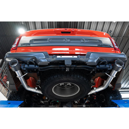 MBRP | 2021-Up Ford F-150 Raptor 3.5L EcoBoost HO 3 Inch Axle-Back Dual Rear Exit T304 Stainless Steel with Carbon Fiber Tips  | S52663CF