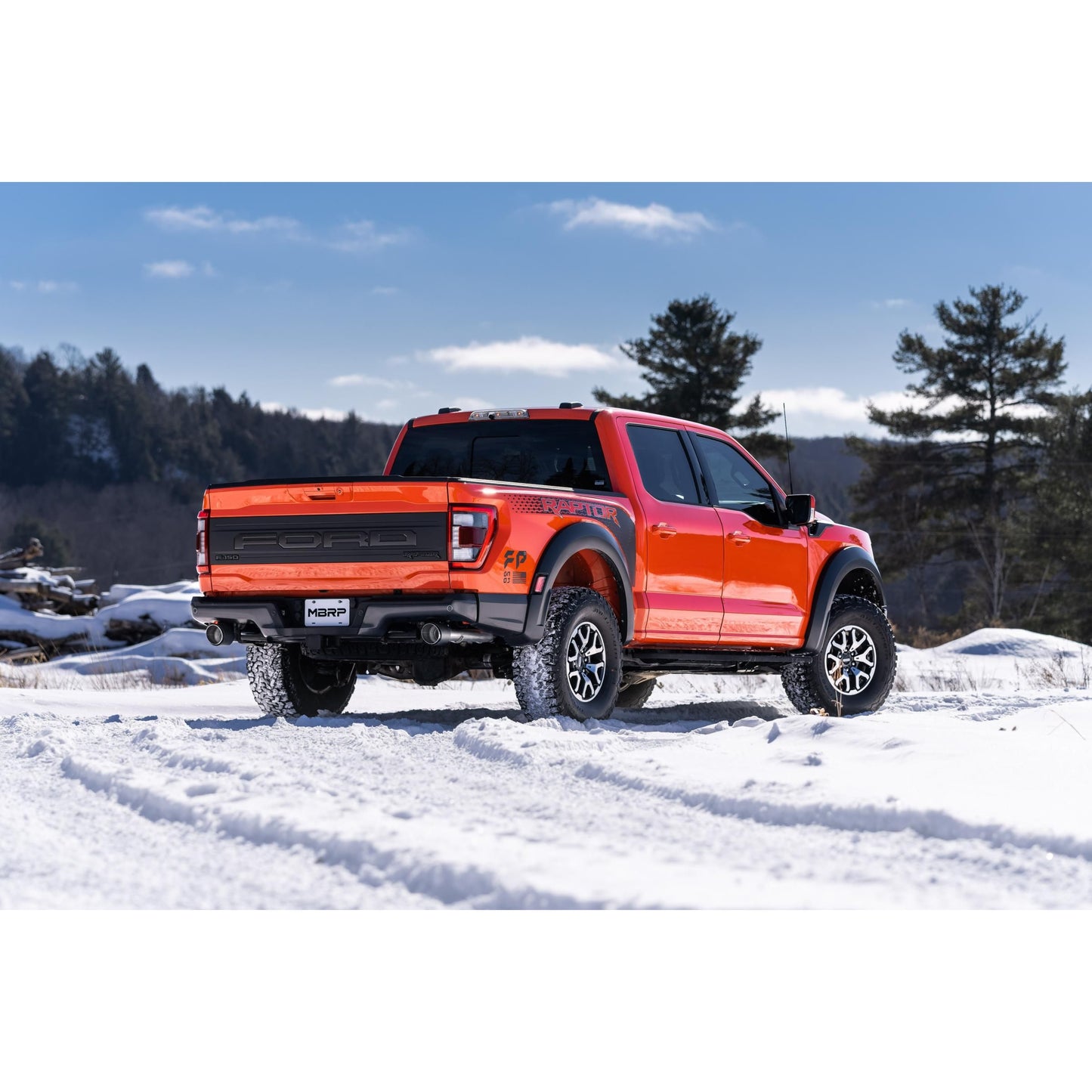MBRP | 2021-Up Ford F-150 Raptor 3.5L EcoBoost HO 3 Inch Axle-Back Dual Rear Exit T304 Stainless Steel with Carbon Fiber Tips  | S52663CF
