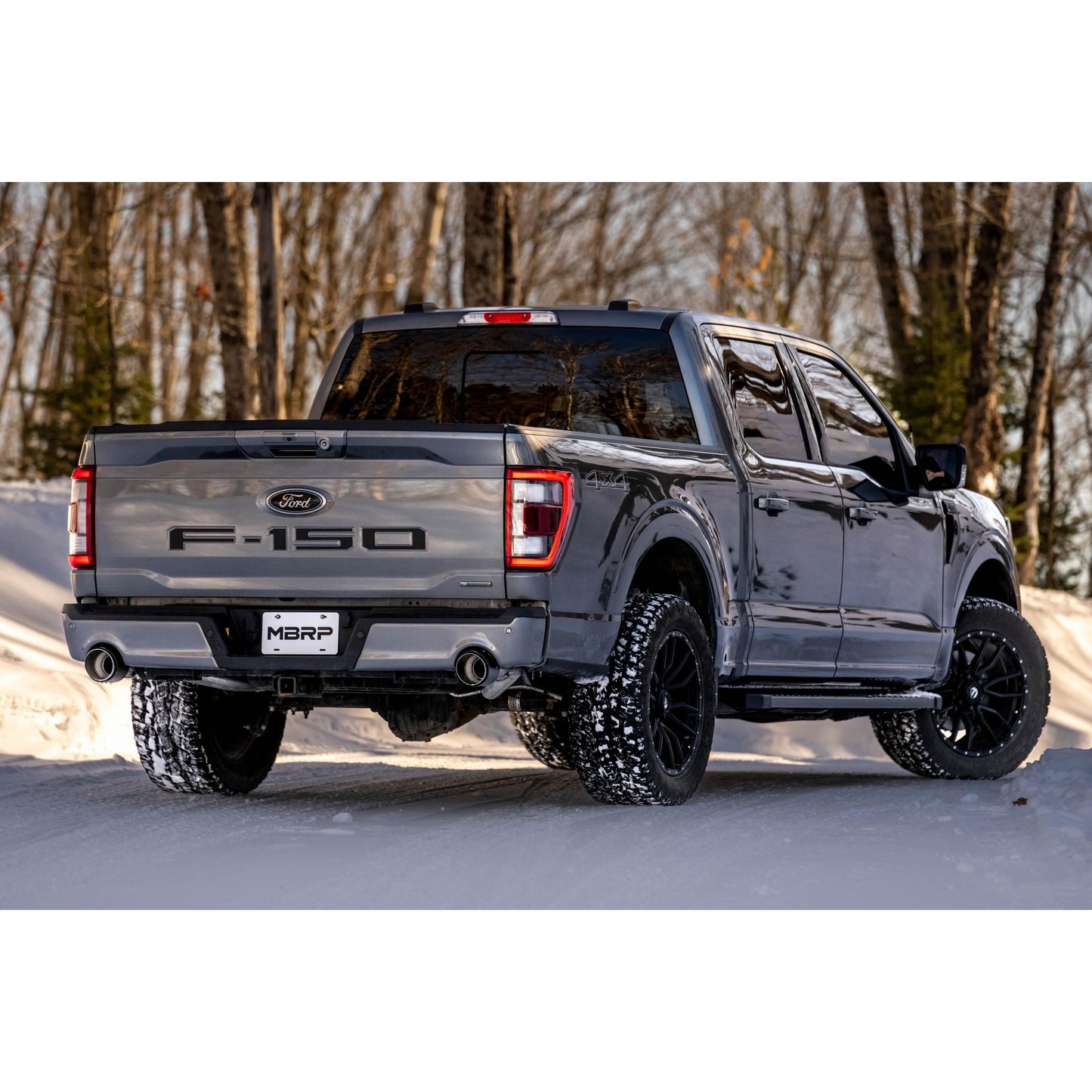 MBRP | 2021-Up Ford F-150 Tremor and 2022-Up Ford F-150 T304 Stainless Steel 3 Inch Cat-Back Dual Rear Exit With Carbon Fiber Tips Armor Pro Series  | S52683CF