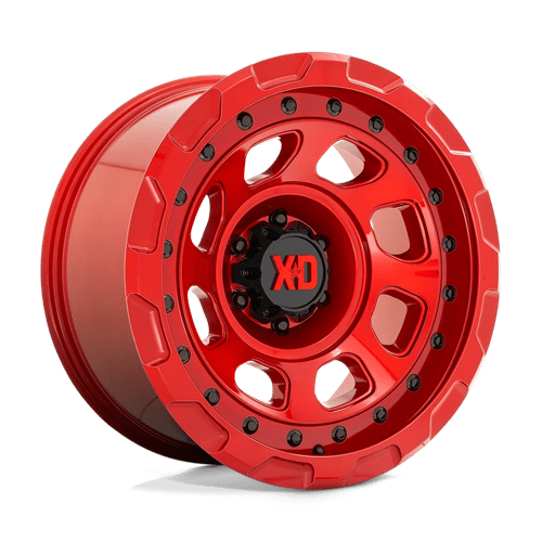 XD XD861 STORM Candy Red wheel showcasing aggressive style and rugged strength for trucks and off-road vehicles.
