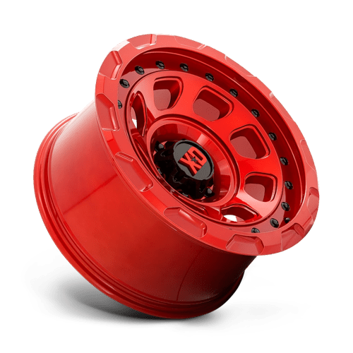 XD XD861 STORM Candy Red wheel showcasing rugged design and aggressive style for trucks and off-road vehicles.