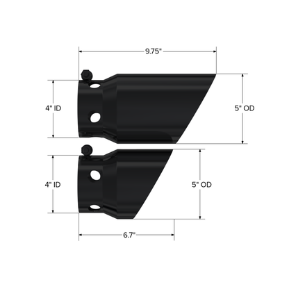 MBRP | 08-Up Ford 6.4L, 6.7L Powerstroke Black-Coated Tip 4 Inch ID 5 Inch Outlet Tip Cover Set 6.75 Inch 9.75 Inch Length  | T5111BLK