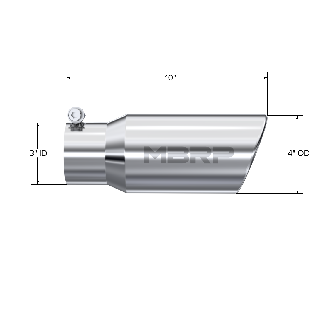 MBRP | Universal 4 Inch Angled Cut Rolled End  Armor Pro Series Exhaust Tip  | T5155