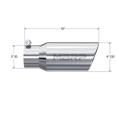 MBRP | Universal 4 Inch Angled Cut Rolled End  Armor Pro Series Exhaust Tip  | T5155