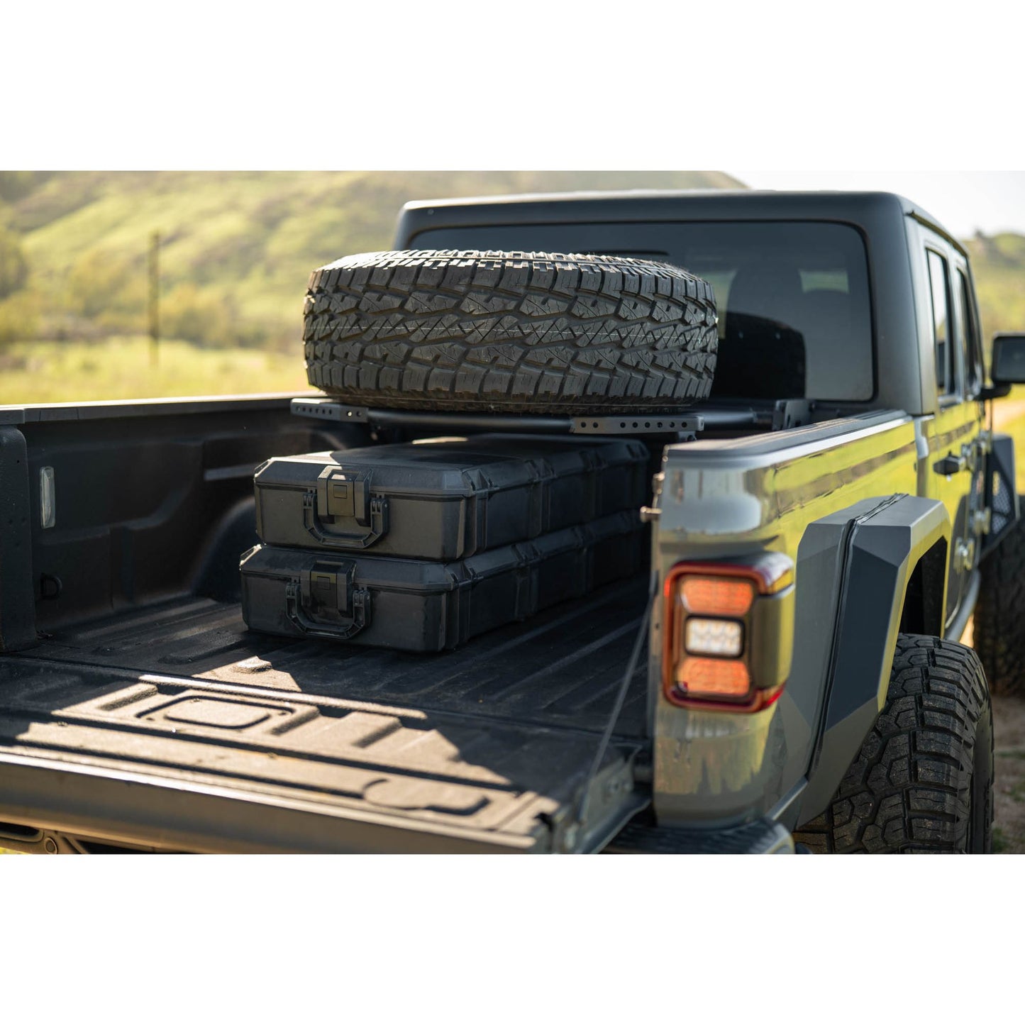 DV8 OFF-ROAD | 2020 2025 Jeep Gladiator JT Adjustable In Bed Tire Carrier  | TCGL-03