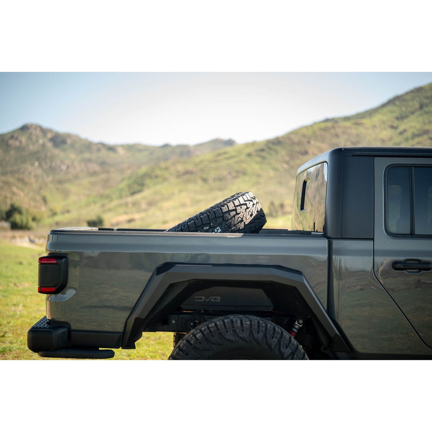DV8 OFF-ROAD | 2020 2025 Jeep Gladiator JT Adjustable In Bed Tire Carrier  | TCGL-03