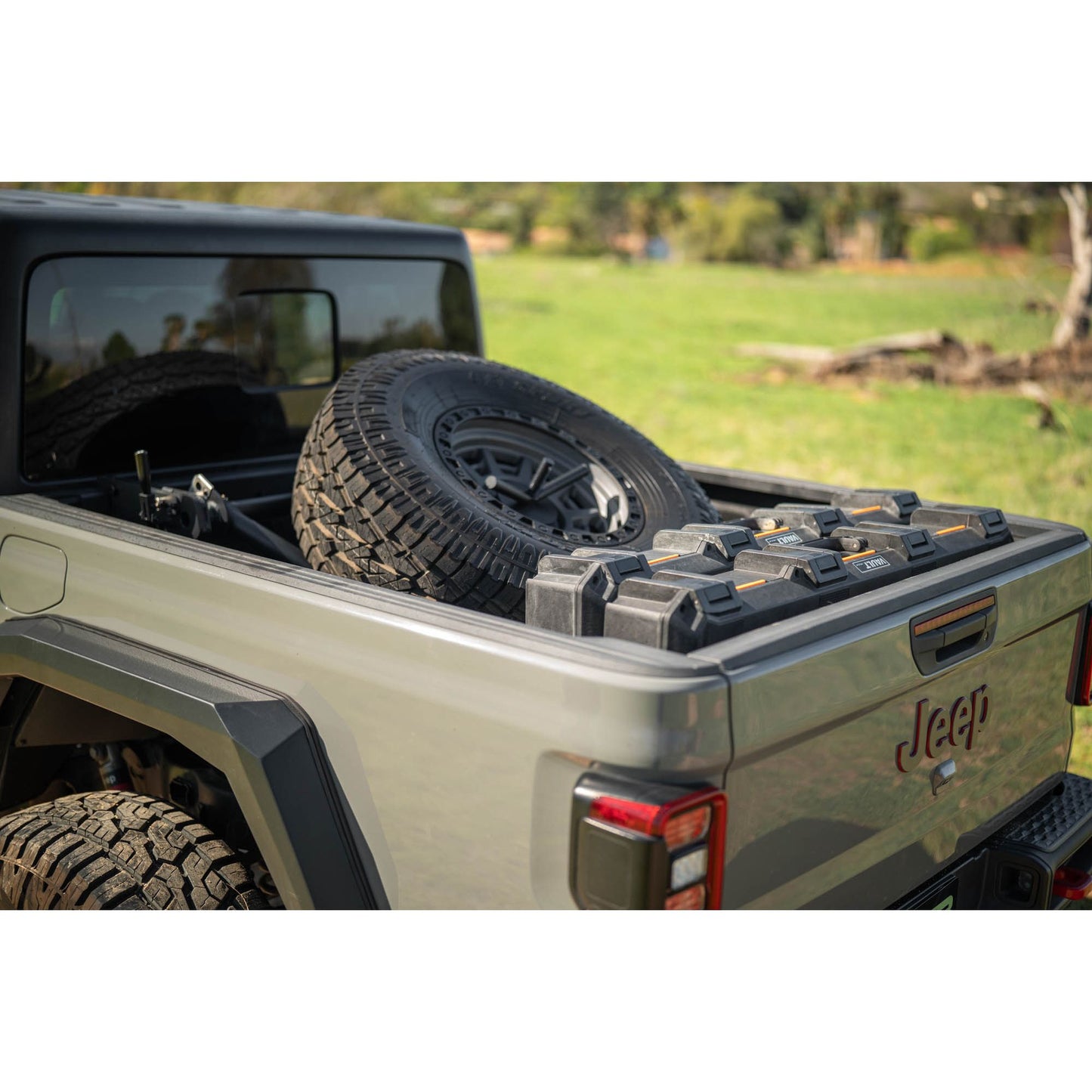DV8 OFF-ROAD | 2020 2025 Jeep Gladiator JT Adjustable In Bed Tire Carrier  | TCGL-03