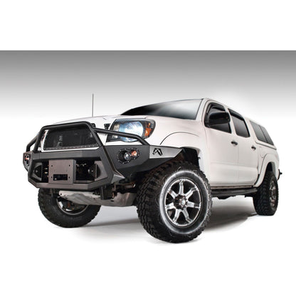Fab Fours Premium Heavy Duty Winch Front Bumper 2 Stage Black Powder Coated w/Pre-Runner Grill Guard Incl. 1in. D-Ring Mts./Light Cut-Outs w/Hella 90mm Fog Lamps/60mm Turn Signals l TT05-B1552-1