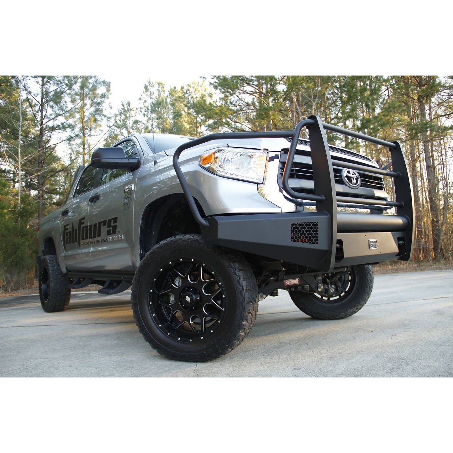 Fab Fours Elite Front Bumper 2 Stage Black Powder Coated w/Full Grill Guard Incl. Light Cut-Outs l TT07-R1860-1