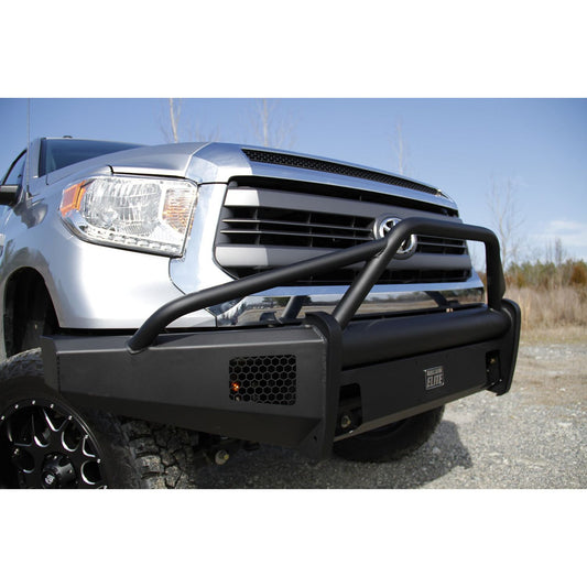 Fab Fours Elite Front Bumper 2 Stage Black Powder Coated w/PreRunner Grill Guard Incl. Light Cut-Outs l TT07-R1862-1