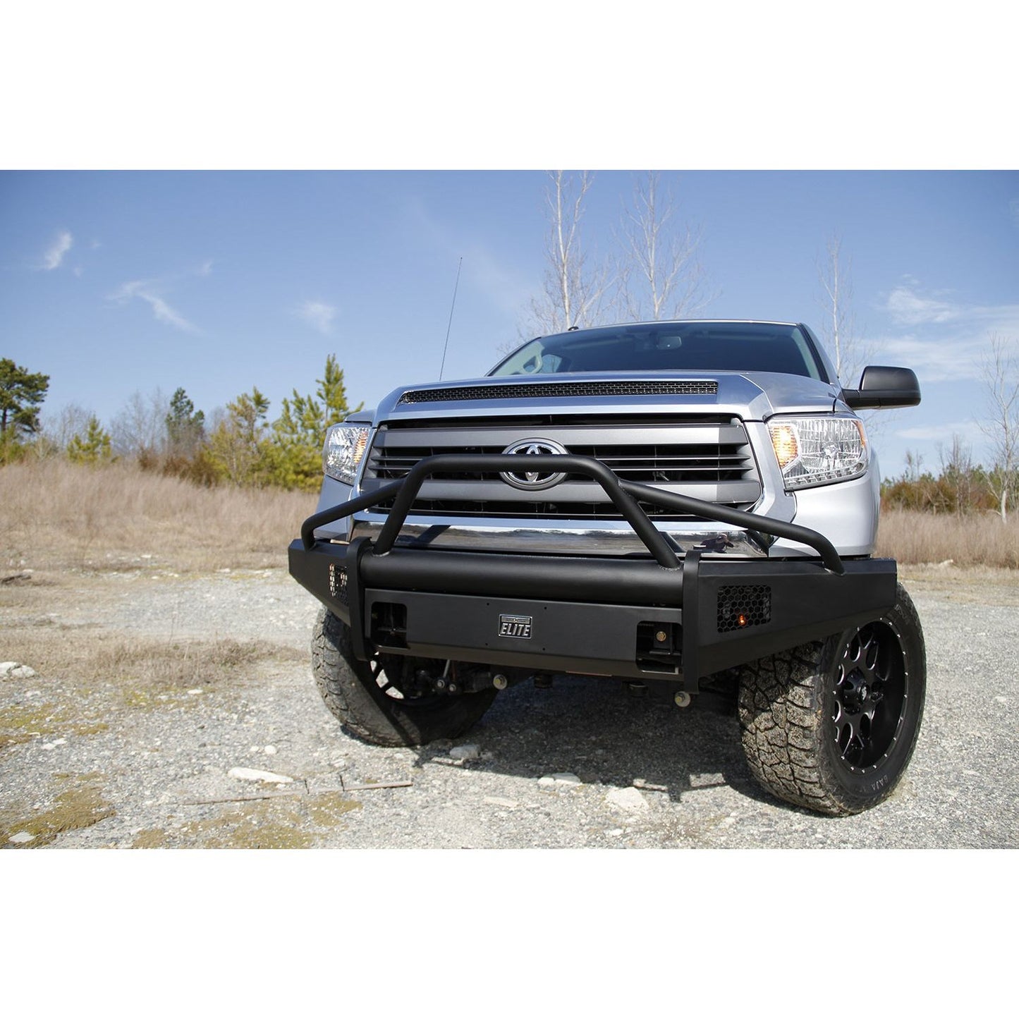 Fab Fours Elite Front Bumper 2 Stage Black Powder Coated w/PreRunner Grill Guard Incl. Light Cut-Outs l TT07-R1862-1