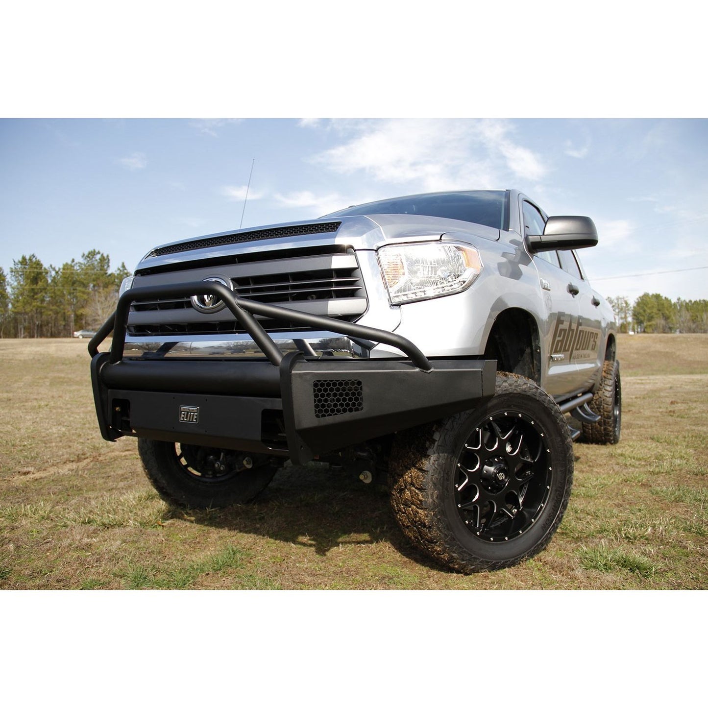 Fab Fours Elite Front Bumper 2 Stage Black Powder Coated w/PreRunner Grill Guard Incl. Light Cut-Outs l TT07-R1862-1