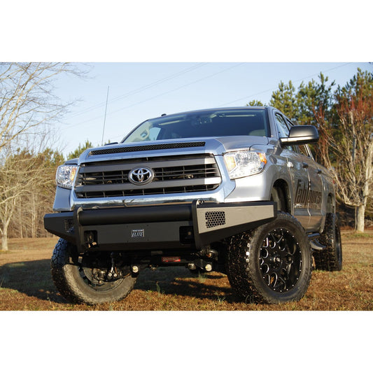 Fab Fours Elite Front Bumper 2 Stage Black Powder Coated w/o Grill Guard w/Tow Hooks l TT14-R2861-1