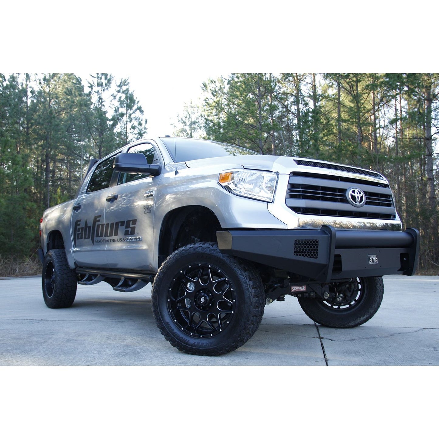 Fab Fours Elite Front Bumper 2 Stage Black Powder Coated w/o Grill Guard w/Tow Hooks l TT14-R2861-1