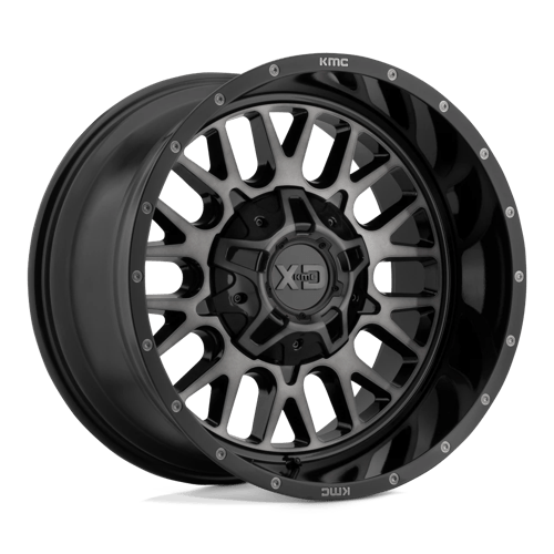 XD XD842 SNARE Gloss Black W/ Gray Tint wheel showcasing rugged design and aggressive styling for off-road vehicles.