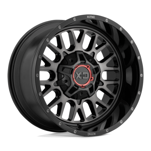 XD XD842 SNARE Gloss Black W/ Gray Tint wheel showcasing rugged design and aggressive style for trucks and Jeeps.