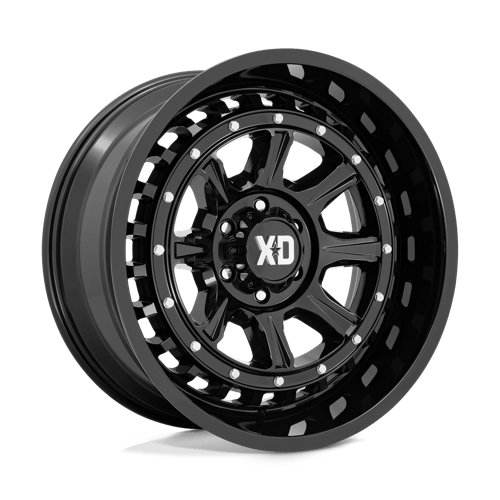 XD XD866 OUTLANDER Gloss Black wheel showcasing its eight-spoke design and debris pass-through features.