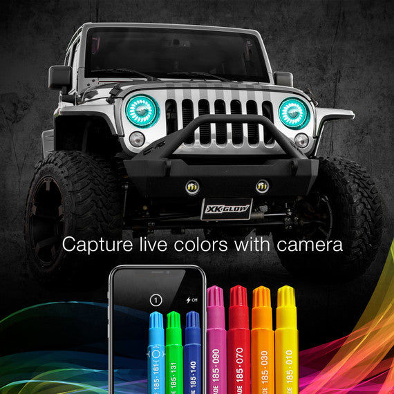 XKGLOW | 2pc 7" RGB LED Wrangler JK TJ Headlight XKchrome Bluetooth App Controlled Kit | XK-7IN-JP-KIT