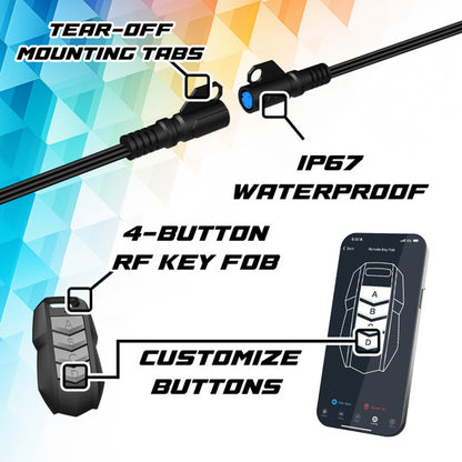 XKGLOW | XKmax RGB Addressable Accent Light Strip App Control Kit for Jeep 2x80in | MX-BG-JP-STA2