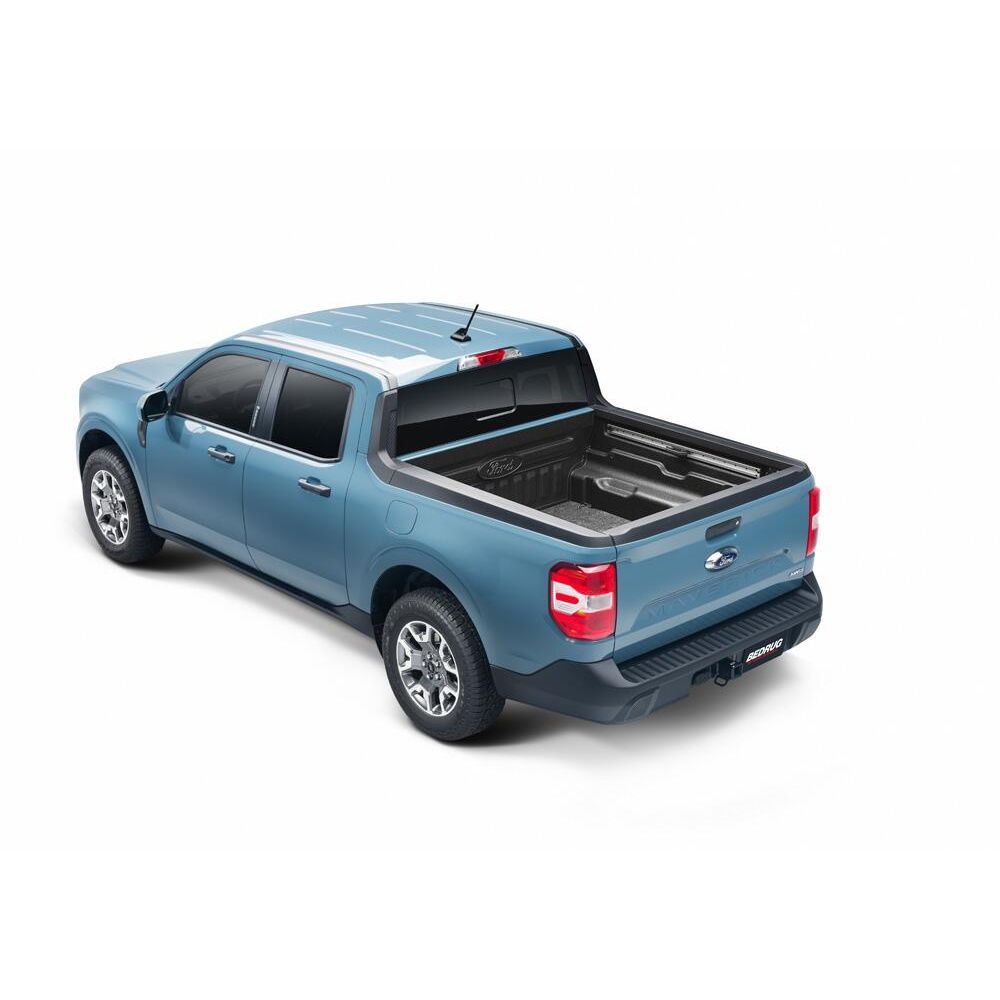 BedRug XLT Mat Spray In 22-25 Ford Maverick Bed Liner w/ Tailgate Mat - Charcoal (XLTBMM22SBS) installed in a blue Ford Maverick.