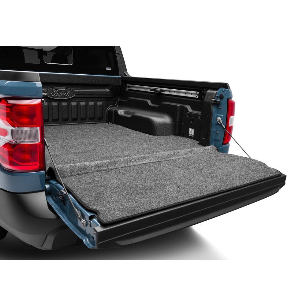 BedRug XLT Mat Spray In 22-25 Ford Maverick Bed Liner w/ Tailgate Mat - Charcoal (XLTBMM22SBS) installed in a truck bed.