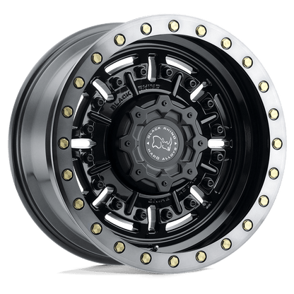 Black Rhino ABRAMS Gloss Gun Black Mach Dark Tint wheel featuring rugged design and aggressive deep lip.