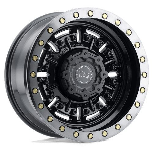 Black Rhino ABRAMS Gloss Gun Black Mach Dark Tint wheel with aggressive design and deep lip.